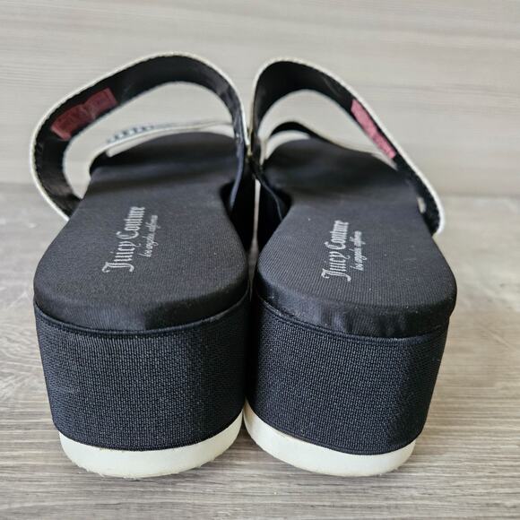 Juicy Couture Dawna Platform Slide Sandal Black White Double Strap Women Size 8 - Picture 5 of 11